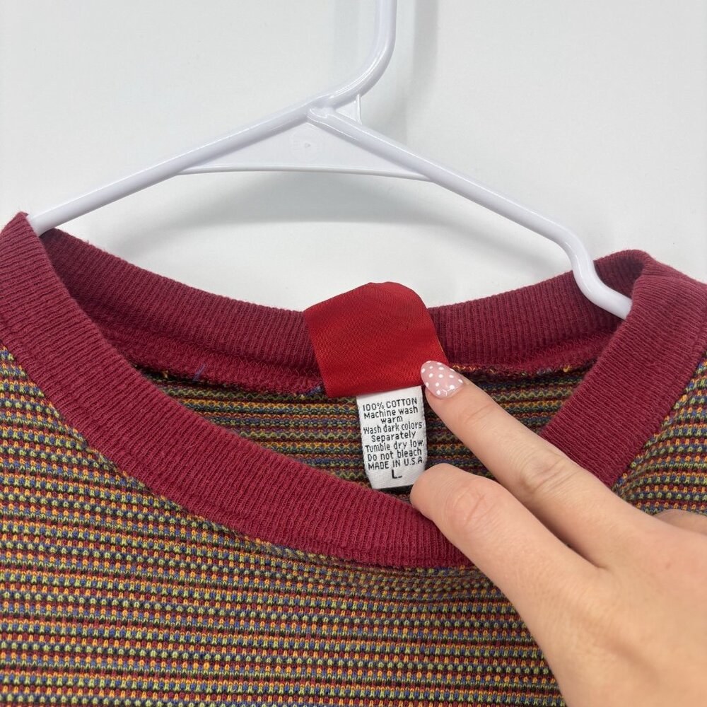 Vintage Snap Long Sleeve Shirt Multicolor 80s Hippie‎ Retro Mens Size Large USA - Picture 6 of 11